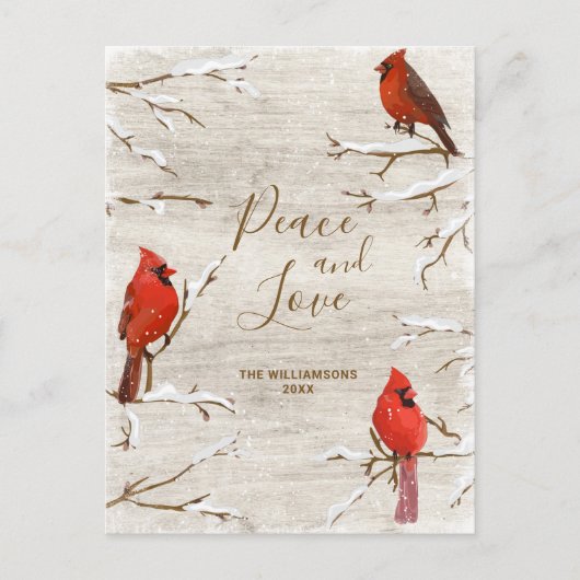 Kardinaal Vogel Vrede Liefde Kerstmis Familie Foto Briefkaart (Voorkant)