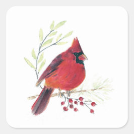 Kardinaal vogelartikel vierkante sticker