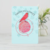 Kardinaal vogelgaren met breihaakkerst feestdagenkaart (Staand voorkant)