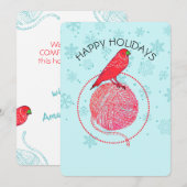 Kardinaal vogelgaren met breihaakkerst feestdagenkaart (Voorkant / Achterkant)