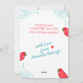 Kardinaal vogelgaren met breihaakkerst feestdagenkaart (Achterkant)