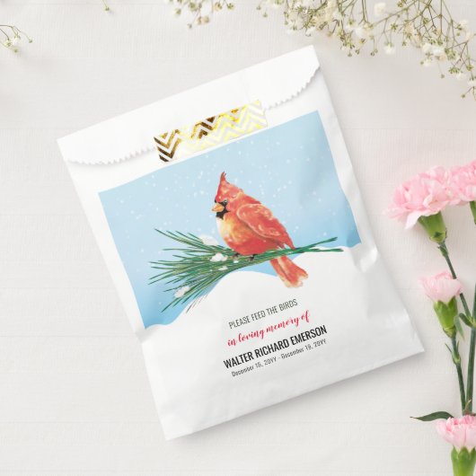 Kardinaal vogelpakket begrafenis Memorial Bedankzakje (Gezegeld)