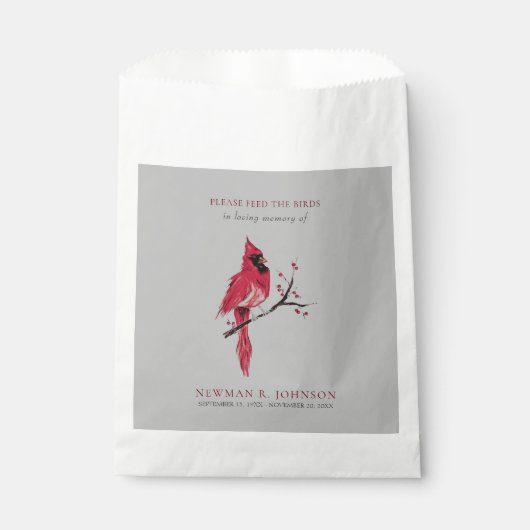 Kardinaal vogelpakket begrafenis Memorial Bedankzakje (Voorkant)