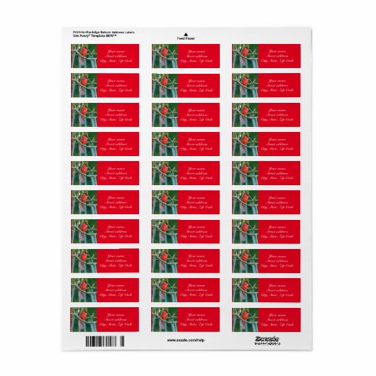 Kardinaal vogelretouradres label Personaliseren (Full Sheet)