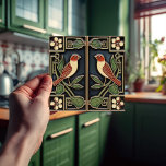 Kardinaal Vogels Bloemen Art Deco Nouveau Wanddeco Tegeltje<br><div class="desc">Deze keramische tegel heeft twee vogeltjes en bloemmotieven die doen denken aan de iconische stijl van Mackintosh. Hij was een prominente Schotse architect, ontwerper en kunstenaar van de Art Nouveau-beweging. Schone lijnen, geometrische vormen en een sterk gevoel voor symmetrie kenmerken zijn werk. Deze elementen zijn prachtig vertegenwoordigd in ons collectie...</div>