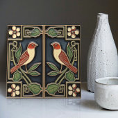 Kardinaal Vogels Bloemen Art Deco Nouveau Wanddeco Tegeltje