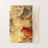 Kardinaal Vogels in Herfst Puzzel Legpuzzel (Verticaal)