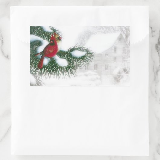 Kardinaal Vogels in Sneeuw Sticker (Tas)