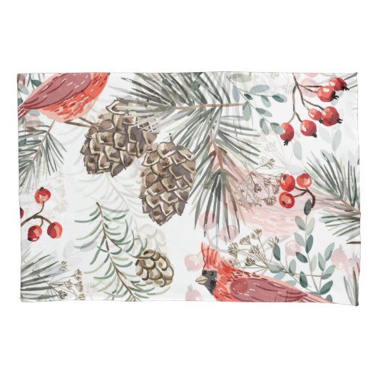 Kardinaal Vogels Kerst Patroon Kussensloop (Voorkant)