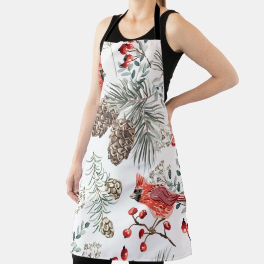 Kardinaal Vogels Kerst Patroon Schort (Insitu)