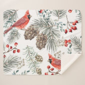 Kardinaal Vogels Kerst  Patroon Sherpa Deken (Voorkant (horizontaal))