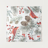 Kardinaal Vogels Kerst  Patroon Wandkleed (Voorkant (horizontaal))