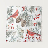 Kardinaal Vogels Kerst  Patroon Wandkleed (Voorkant)