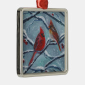 Kardinaal vogels winter door Renee Lavoie Metalen Ornament (Rechts)