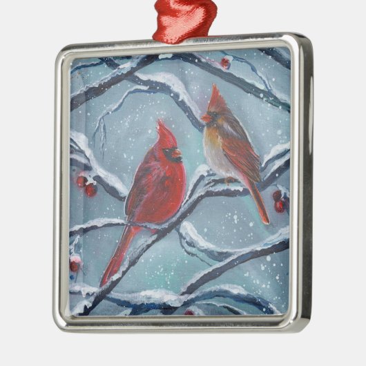 Kardinaal vogels winter door Renee Lavoie Metalen Ornament (Links)