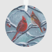 Kardinaal vogels winter door Renee Lavoie Ornament (achterkant)