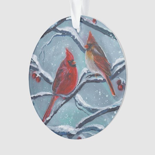 Kardinaal vogels winter door Renee Lavoie Ornament (voorkant)