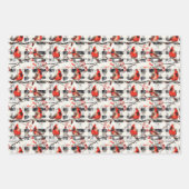 Kardinaal Vogels Winter Kerstmis Tartan Plaid 1 Inpakpapier Vel (Voorkant 2)