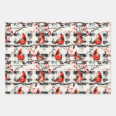 Kardinaal Vogels Winter Kerstmis Tartan Plaid 1 Inpakpapier Vel (Voorkant)