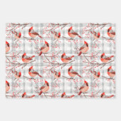 Kardinaal Vogels Winter Kerstmis Tartan Plaid 2 Inpakpapier Vel (Voorkant)