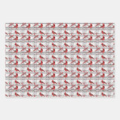 Kardinaal Vogels Winter Kerstmis Tartan Plaid 4 Inpakpapier Vel (Voorkant 3)
