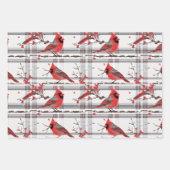 Kardinaal Vogels Winter Kerstmis Tartan Plaid 4 Inpakpapier Vel (Voorkant)