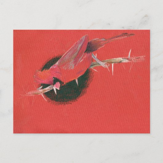 Kardinaal vogelschilderij, rode bla briefkaart (Voorkant)