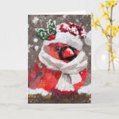 Kardinaal Vogelsjaal & Pet in Sneeuwkerst Kaart (Gele Bloem)