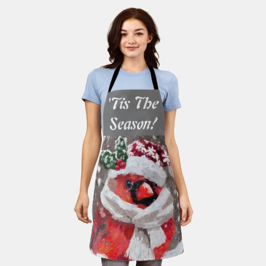 Kardinaal Vogelsjaal & Pet in Sneeuwkerst Schort (Gedragen)