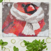 Kardinaal Vogelsjaal & Pet in Sneeuwkerst Theedoek (Gevouwen)