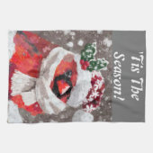 Kardinaal Vogelsjaal & Pet in Sneeuwkerst Theedoek (Horizontaal)