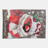 Kardinaal Vogelsjaal & Pet in Sneeuwkerst Theedoek (Horizontaal)