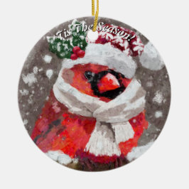 Kardinaal Vogelsjaal Pet Sneeuwkerst Seizoensgebon Keramisch Ornament