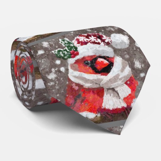 Kardinaal Vogelsjaal Pet Sneeuwkerst Seizoensgebon Stropdas (Opgerold)