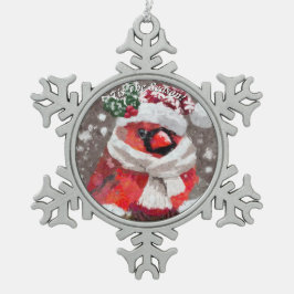 Kardinaal Vogelsjaal Pet Sneeuwkerst Seizoensgebon Tin Sneeuwvlok Ornament