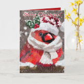 Kardinaal Vogelsjaal Pet Sneeuwvakantie Kaart (Gele Bloem)