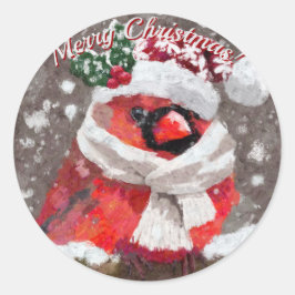 Kardinaal Vogelsjaal Pet Sneeuwvakantie Ronde Sticker