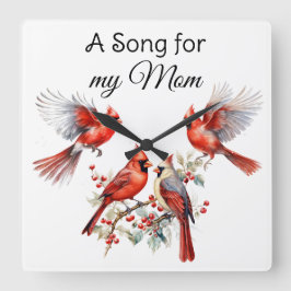 Kardinaal-vogelwandklok Vierkante Klok