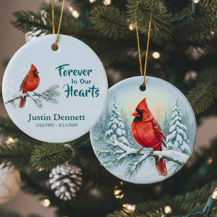 Kardinaal Voor Altijd In Onze Hart Custom Kerstmis Keramisch Ornament