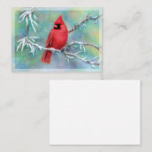Kardinaal voor de snowy tak budget mini Kerstmis Notitiekaartje (Voorkant / Achterkant)