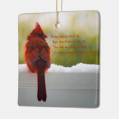 *** Kardinaal w / Bezoeker uit de hemel gedicht Keramisch Ornament (Links)