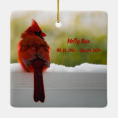 *** Kardinaal w / Bezoeker uit de hemel gedicht Keramisch Ornament (Achterkant)