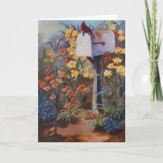 Kardinaal wachten op de post kaart (Voorkant)