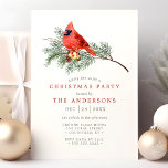 Kardinaal  Waterverf kerstfeest Kaart<br><div class="desc">Nodig uw gasten uit voor een feestelijke viering met deze elegante waterverf kerstfeestuitnodiging met een prachtig geïllustreerde kardinaalvogel op een dennentak. Het klassieke ontwerp straalt charme en warmte uit, perfect voor een traditionele vakantiebijeenkomst. Pas met uw feestdetails aan om een unieke en persoonlijke uitnodiging te creëer die de toon zet...</div>