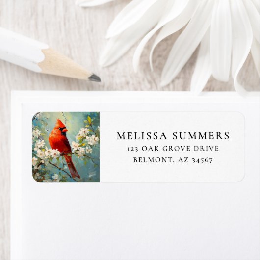 Kardinaal White Blossom Bloemen Fine Art Etiket (Insitu)