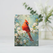 Kardinaal White Blossoming Flowers Art Briefkaart (Staand voorkant)