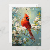 Kardinaal White Blossoming Flowers Art Briefkaart (Voorkant / Achterkant)