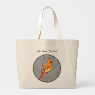 Kardinaal Winter Branch Schilderen Originele Vogel Grote Tote Bag