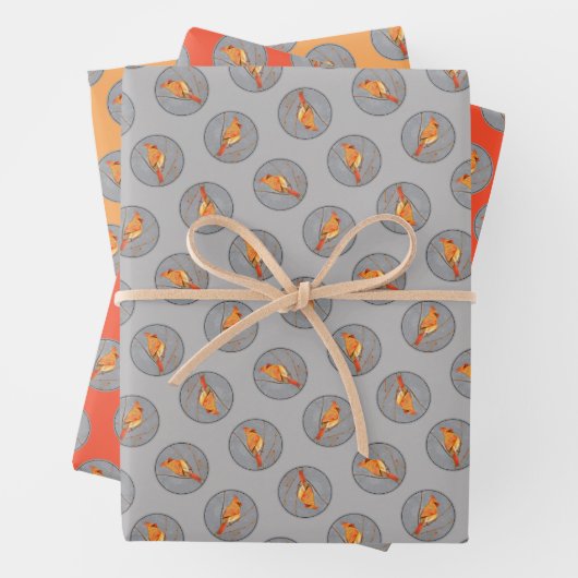 Kardinaal Winter Branch Schilderen Originele Vogel Inpakpapier Vel (In situ)