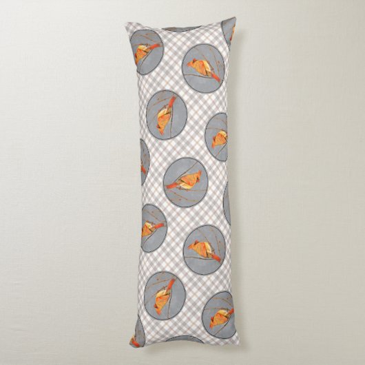 Kardinaal Winter Branch Schilderen Originele Vogel Lichaamskussen (Achterkant (Verticaal))